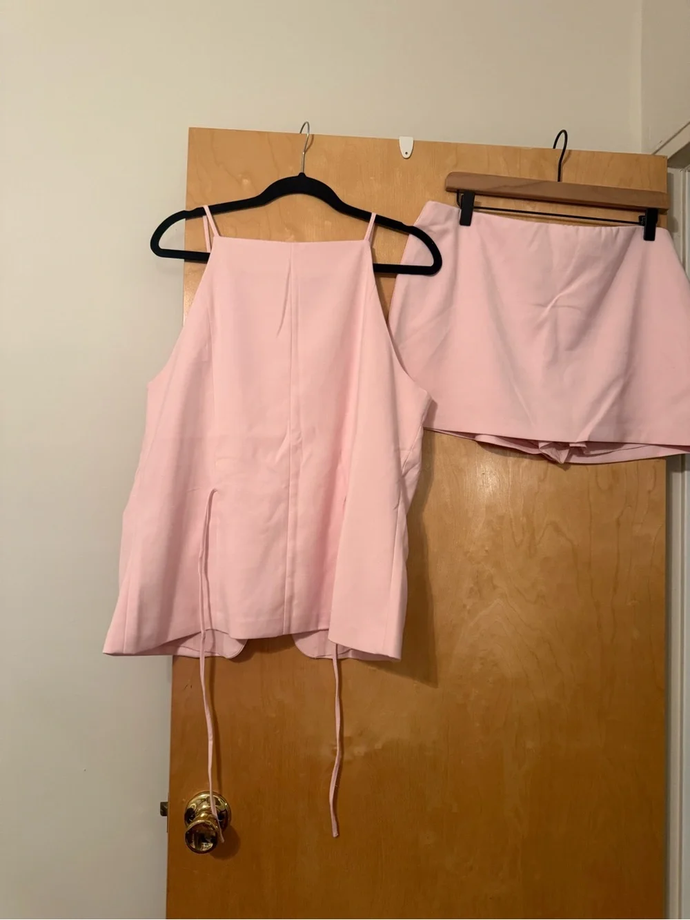 Light Pink Button-Front Skirt Set